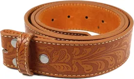 BC Belts Leather Belt Strap with Embossed Western Scrollwork 1.5" Wide with Snaps