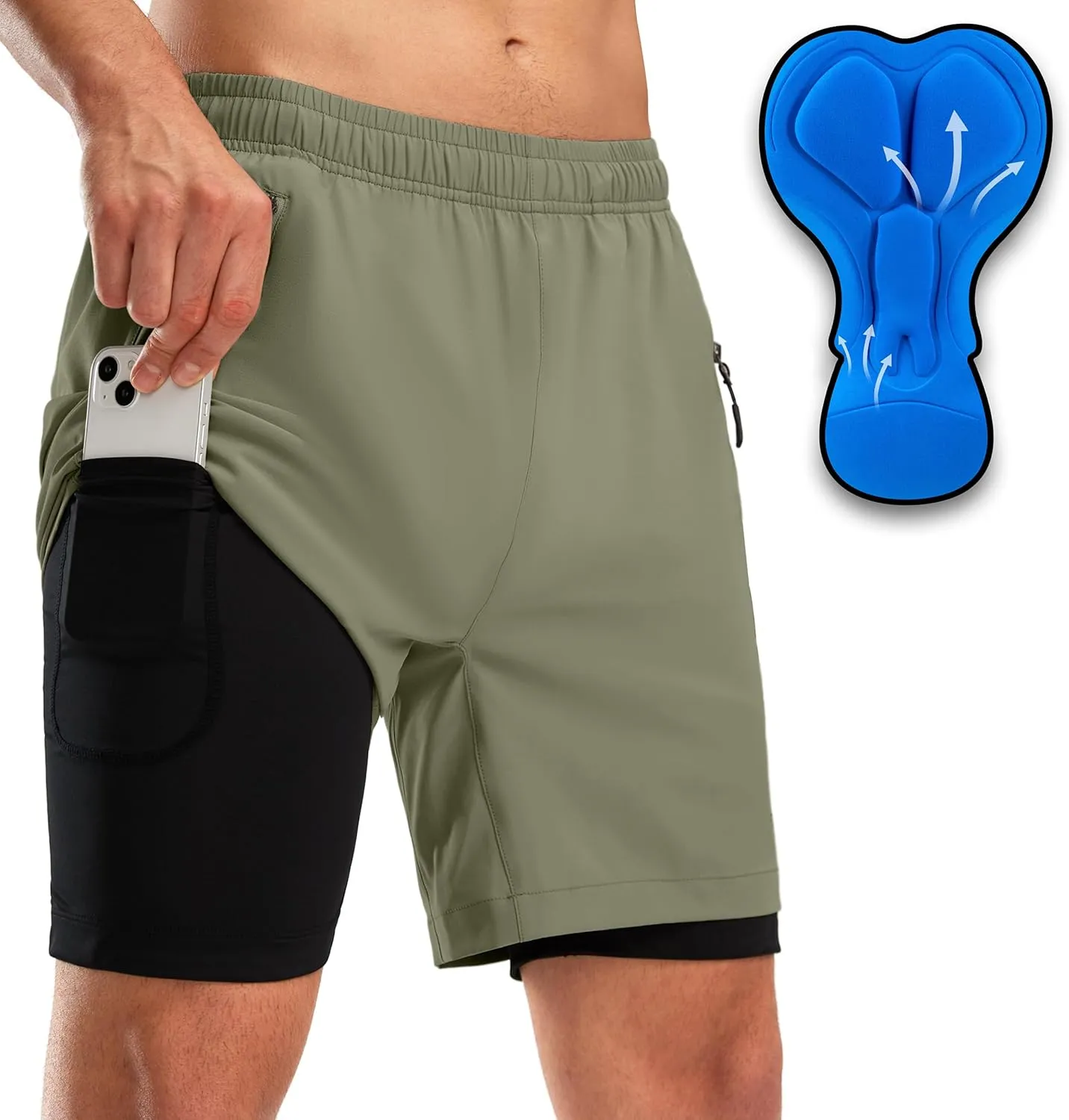 Bikewa Men's Mountain Bike Shorts 3D Padded Loose-fit Riding Biking Cycling Bicycle Biker Shorts for Men Zipper Pockets