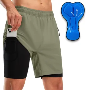 Bikewa Men's Mountain Bike Shorts 3D Padded Loose-fit Riding Biking Cycling Bicycle Biker Shorts for Men Zipper Pockets