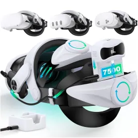Head Strap for Meta Quest 3S/Quest 3 with Digital Display Battery and Charging Dock, Comfort Head Strap with Double Adjustament Dials, Enhanced, Balanced, Extra Time for Oculus Quest 2 Head Strap