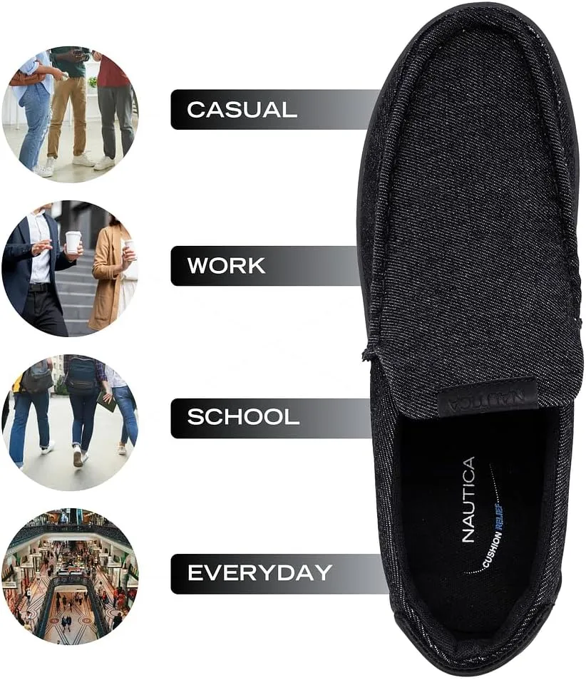 Nautica Men's Slip-On Loafers Casual Moc Toe Sneakers Boat Shoes Slipper for Men  Lightweight & Comfortable - Derwin